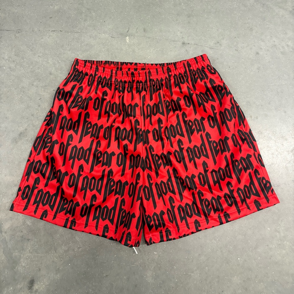 Fear of God Black and Red Athletic Shorts